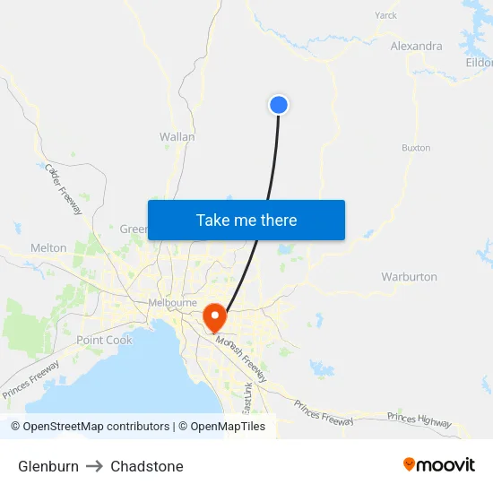 Glenburn to Chadstone map