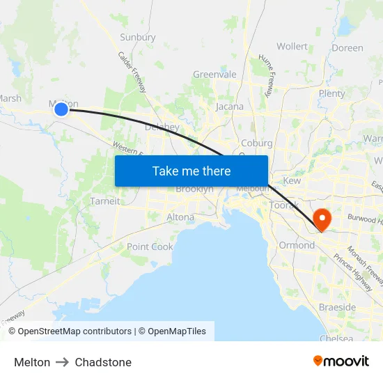 Melton to Chadstone map