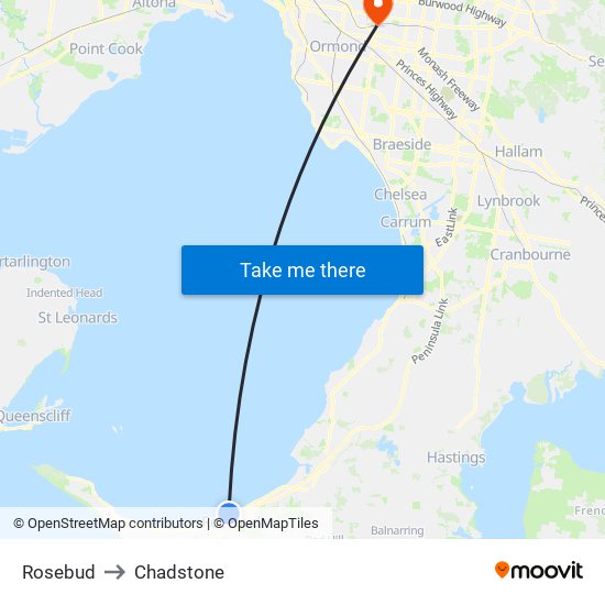 Rosebud to Chadstone map