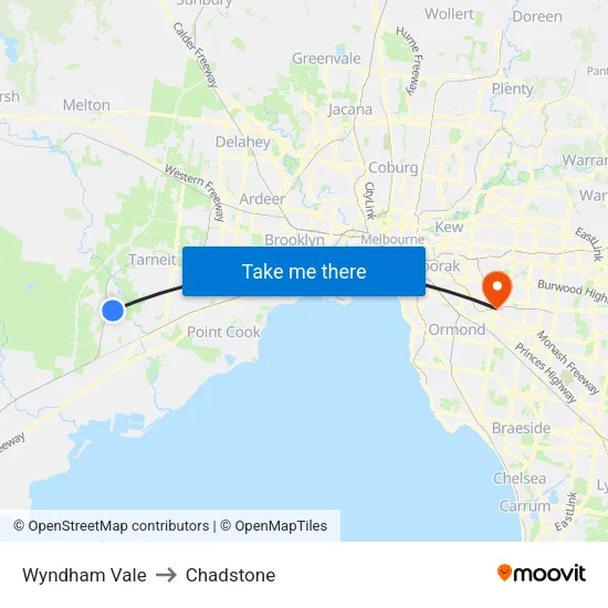 Wyndham Vale to Chadstone map