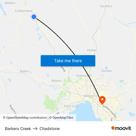 Barkers Creek to Chadstone map