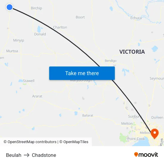 Beulah to Chadstone map