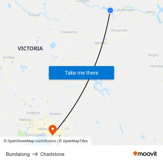 Bundalong to Chadstone map