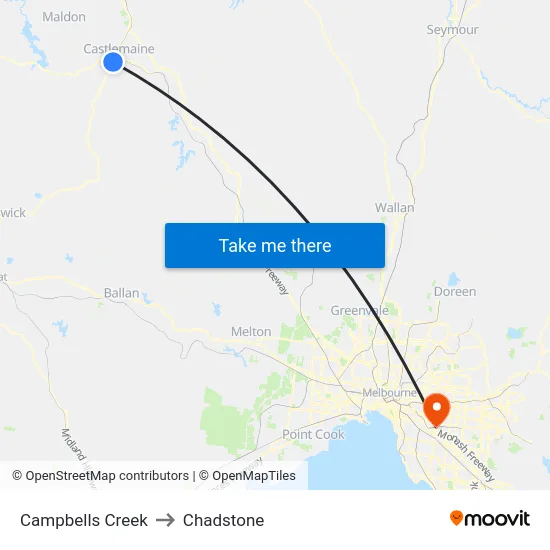 Campbells Creek to Chadstone map
