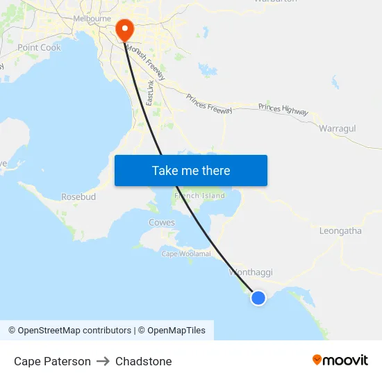 Cape Paterson to Chadstone map