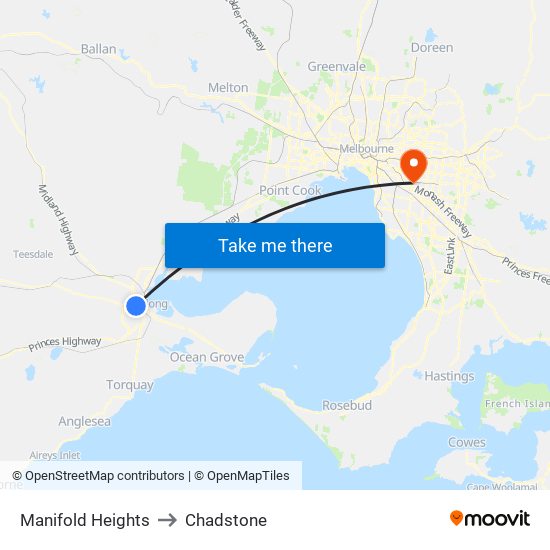 Manifold Heights to Chadstone map