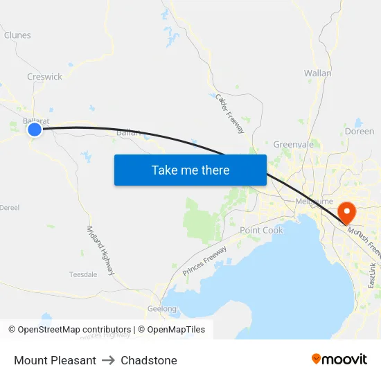 Mount Pleasant to Chadstone map