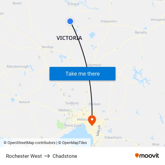 Rochester West to Chadstone map