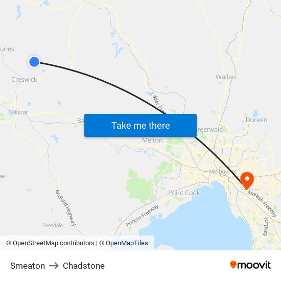 Smeaton to Chadstone map