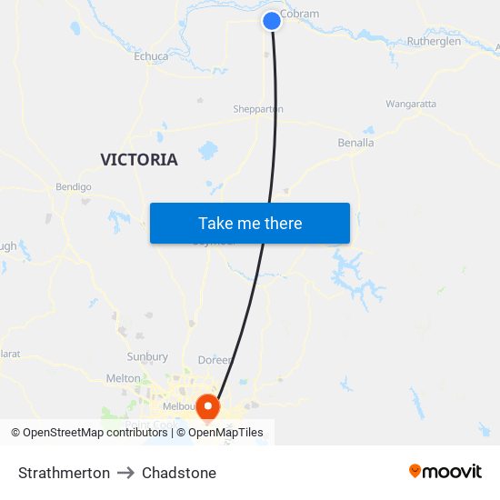 Strathmerton to Chadstone map