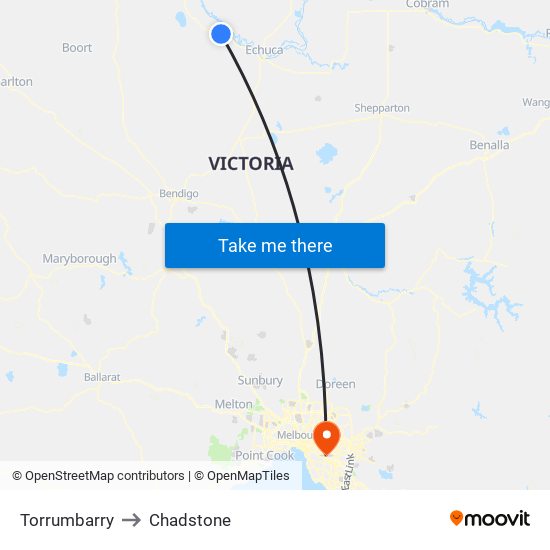 Torrumbarry to Chadstone map
