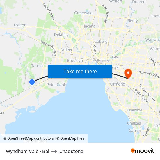 Wyndham Vale - Bal to Chadstone map