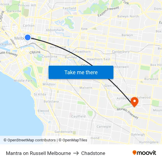 Mantra on Russell Melbourne to Chadstone map