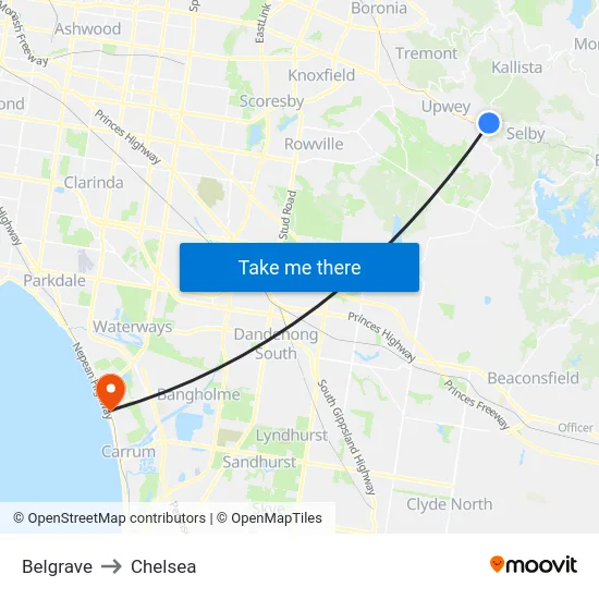 Belgrave to Chelsea map