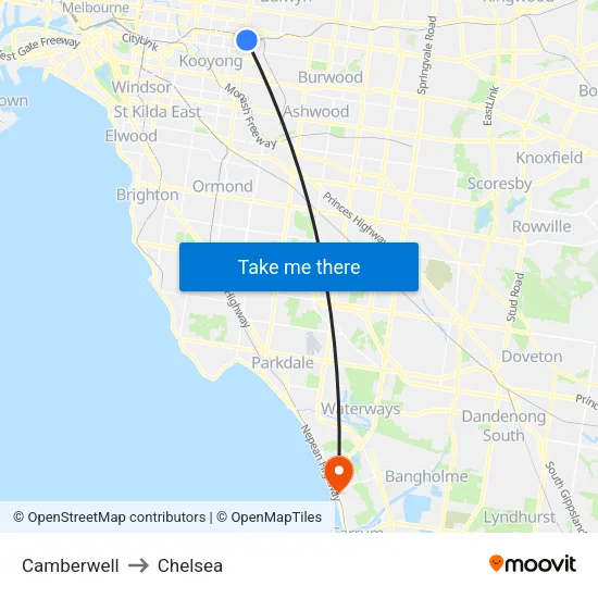 Camberwell to Chelsea map