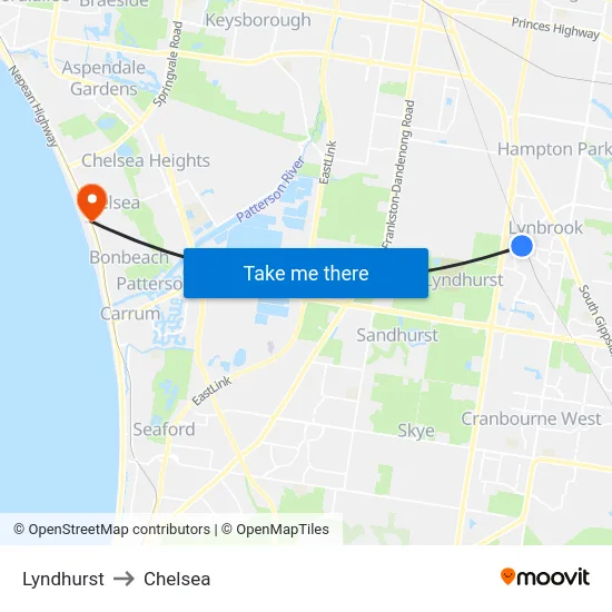 Lyndhurst to Chelsea map