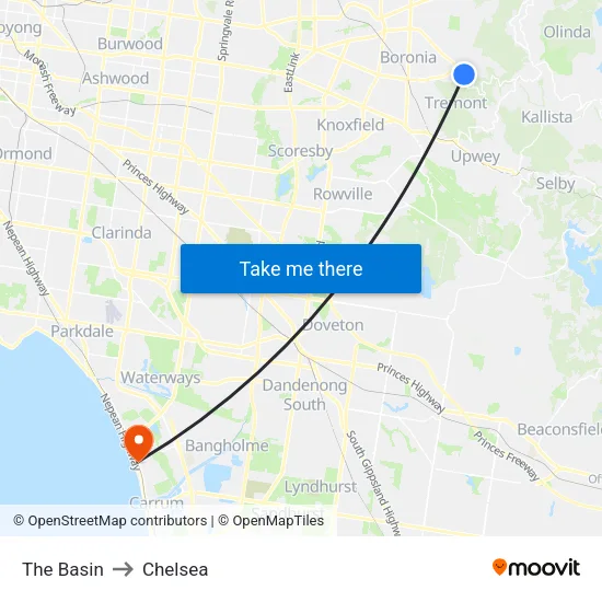 The Basin to Chelsea map