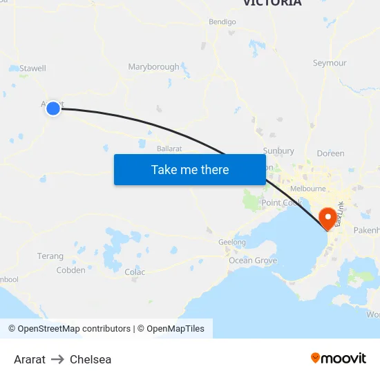 Ararat to Chelsea map