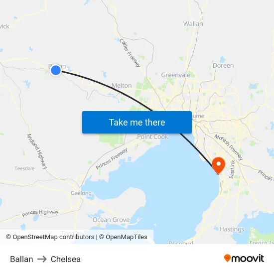 Ballan to Chelsea map