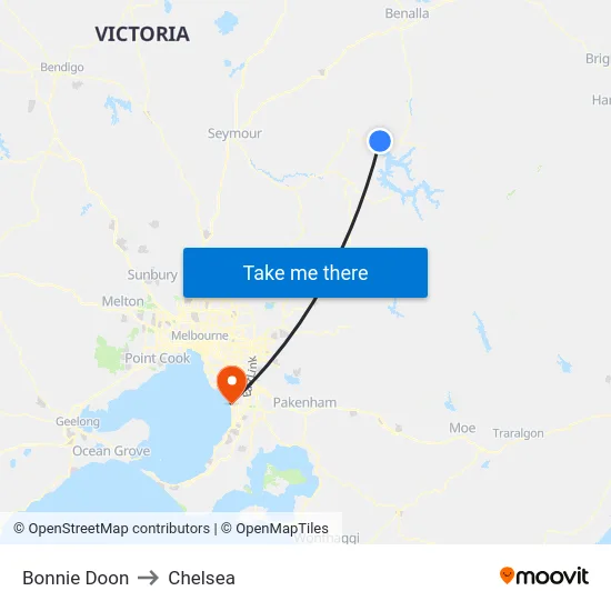Bonnie Doon to Chelsea map