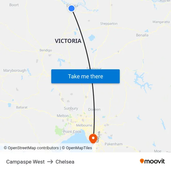 Campaspe West to Chelsea map