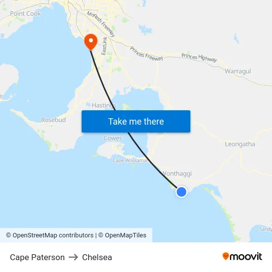 Cape Paterson to Chelsea map