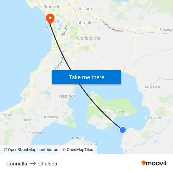 Corinella to Chelsea map