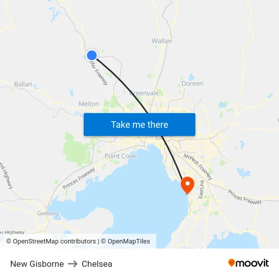 New Gisborne to Chelsea map
