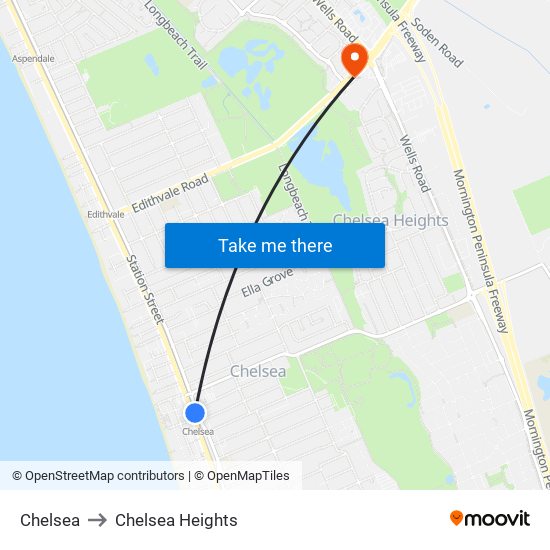 Chelsea to Chelsea Heights map