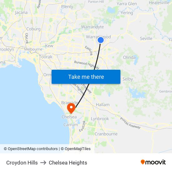 Croydon Hills to Chelsea Heights map