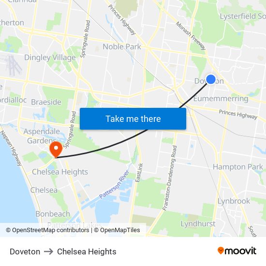 Doveton to Chelsea Heights map