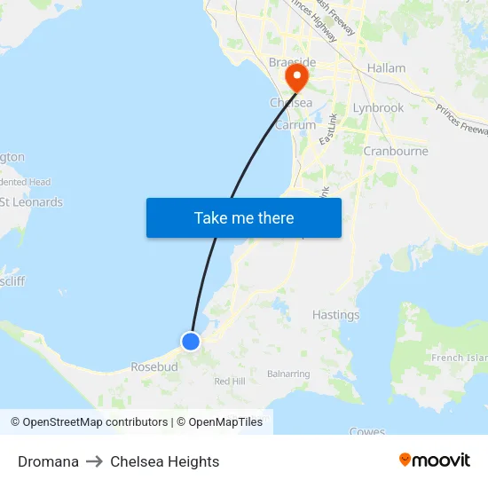 Dromana to Chelsea Heights map