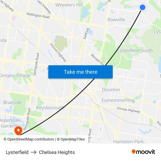 Lysterfield to Chelsea Heights map