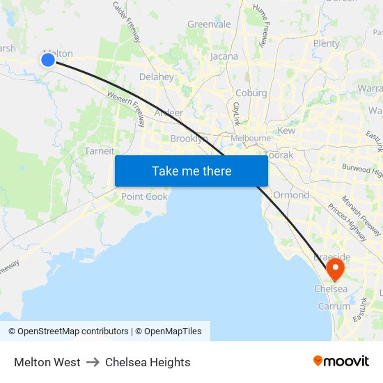 Melton West to Chelsea Heights map