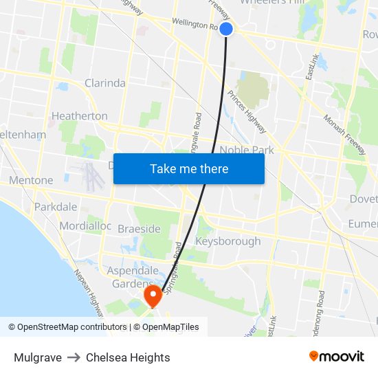 Mulgrave to Chelsea Heights map