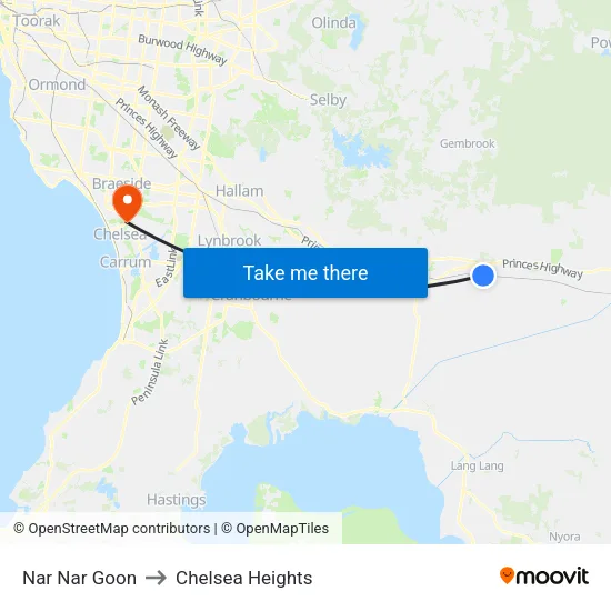 Nar Nar Goon to Chelsea Heights map