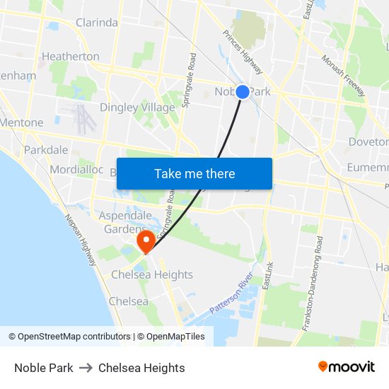 Noble Park to Chelsea Heights map