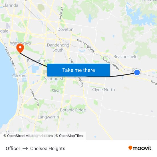 Officer to Chelsea Heights map