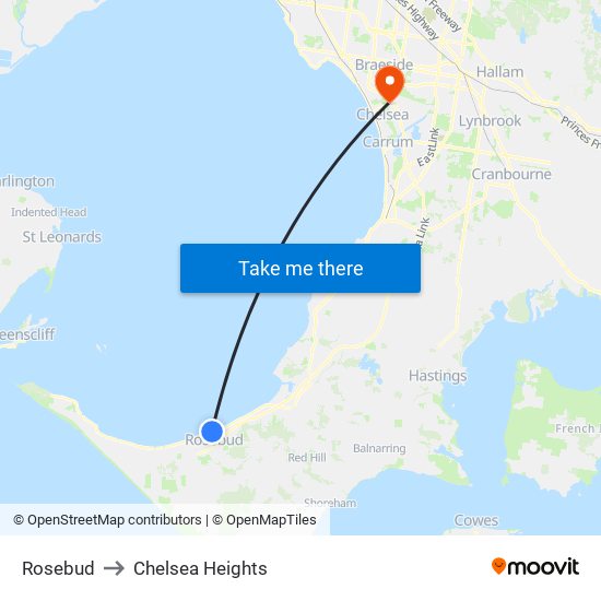 Rosebud to Chelsea Heights map
