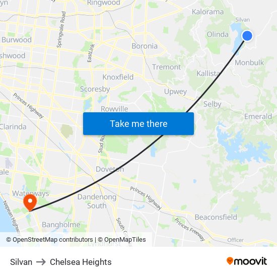 Silvan to Chelsea Heights map