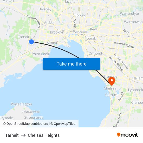 Tarneit to Chelsea Heights map