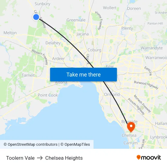 Toolern Vale to Chelsea Heights map
