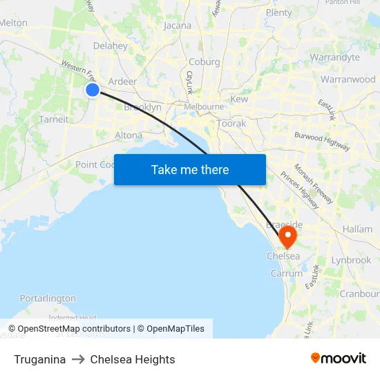Truganina to Chelsea Heights map