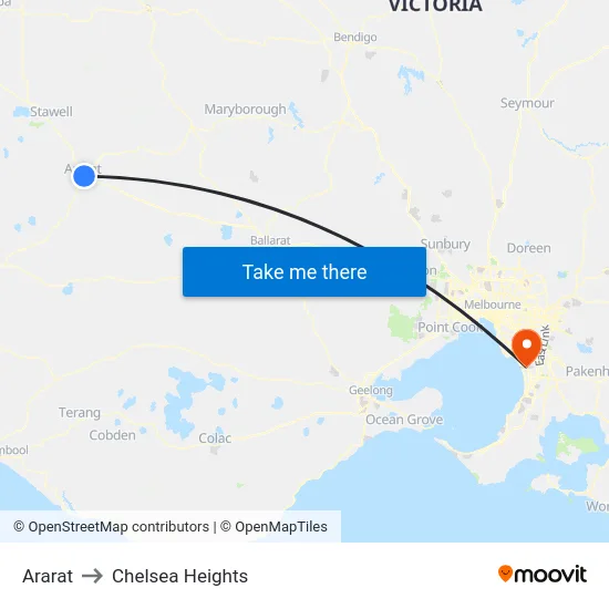 Ararat to Chelsea Heights map
