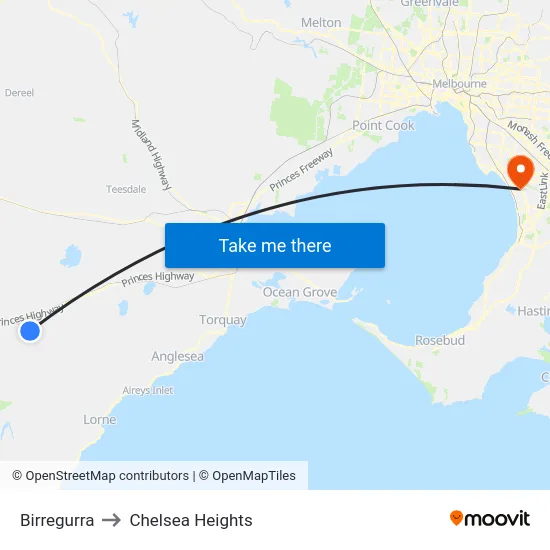 Birregurra to Chelsea Heights map