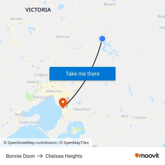 Bonnie Doon to Chelsea Heights map
