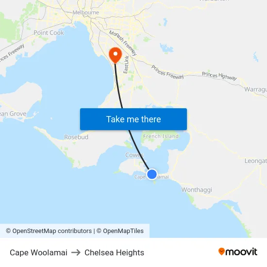 Cape Woolamai to Chelsea Heights map