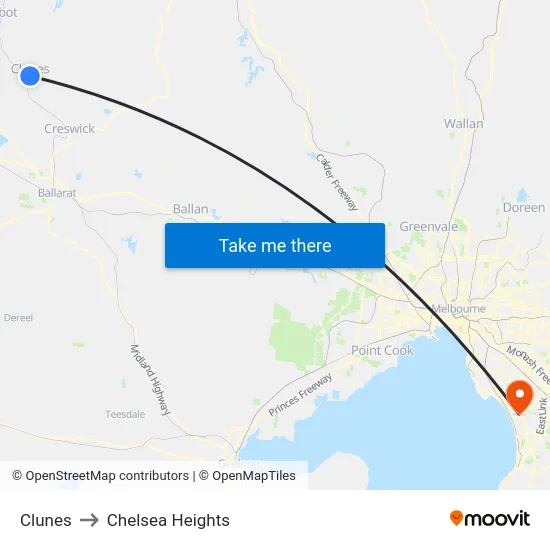 Clunes to Chelsea Heights map