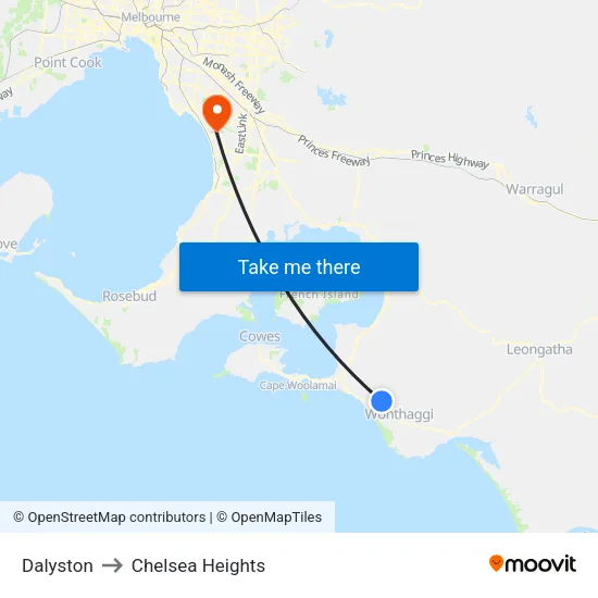 Dalyston to Chelsea Heights map