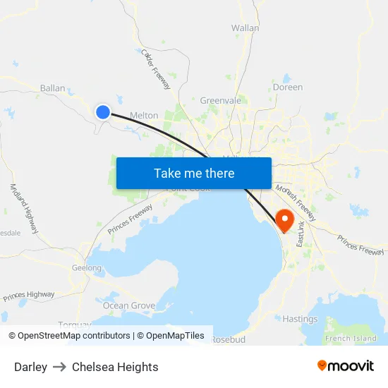 Darley to Chelsea Heights map